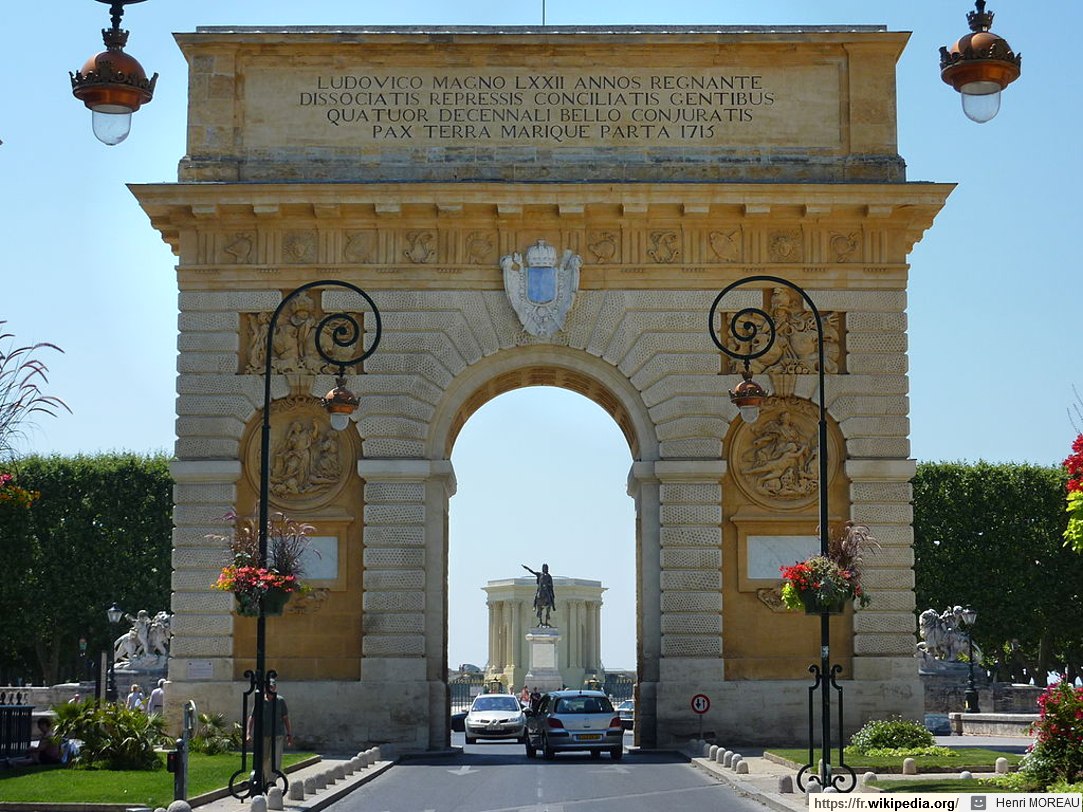 Montpellier : L'Arc de Triomphe donnant accès à l'Esplanade du Peyrou